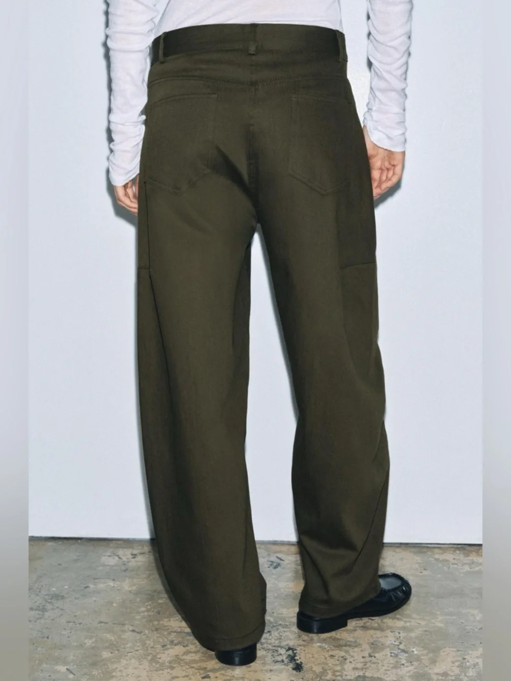 Zara Olive Green Balloon Jeans Denim Trousers - Picture 16 of 16